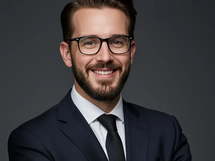 Portrait d'un conseiller en costume, bras croisés